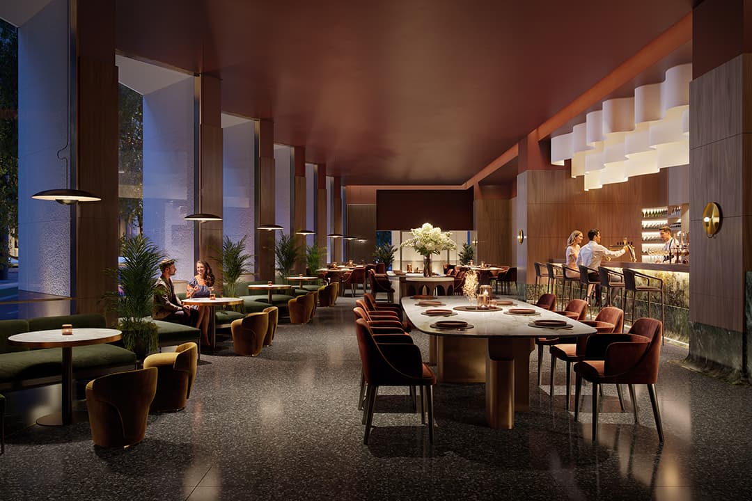 Upscale hotel restaurant and bar interior — the kind of F&B fitout that branded standards demand.