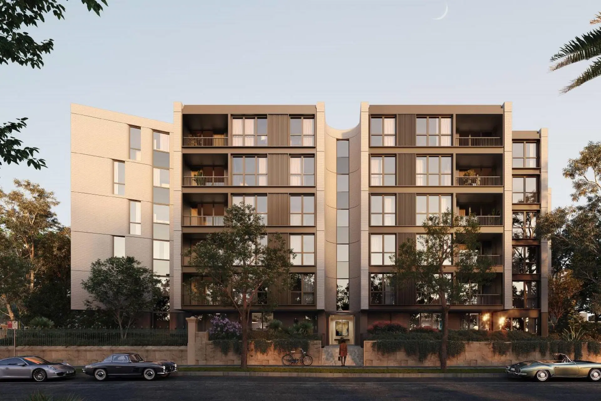 Residential building with brick and timber detailing at the Waverley Estate
